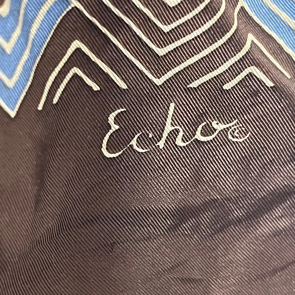 Echo Scarf Brown Blue‎ Geometric Print Lightweight Wrap Boho